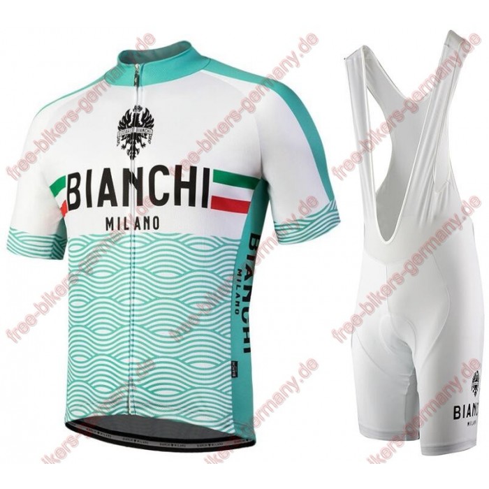 Profiteam 2018 Bianchi Milano Attone Weiß Radbekleidung Satz Trikot Kurzarm+Trägerhosen Sets 15787ZU