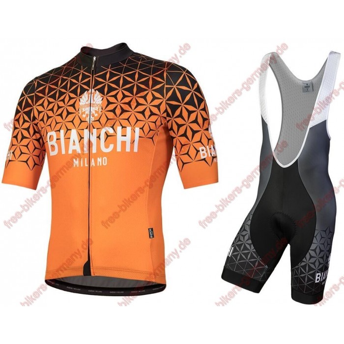 Profiteam 2018 Bianchi Milano Conca orange Radbekleidung Satz Trikot Kurzarm+Trägerhosen Sets 92749TN