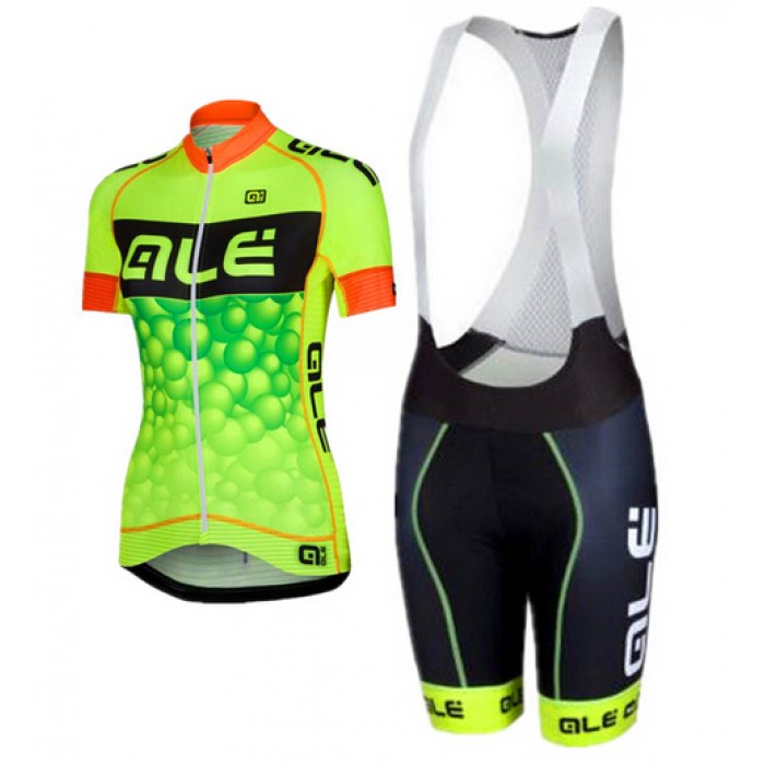 2015 ALE Damen Grün Fahrradbekleidung Satz Fahrradtrikot Kurzarm Trikot und Kurz Trägerhose IXIQ835